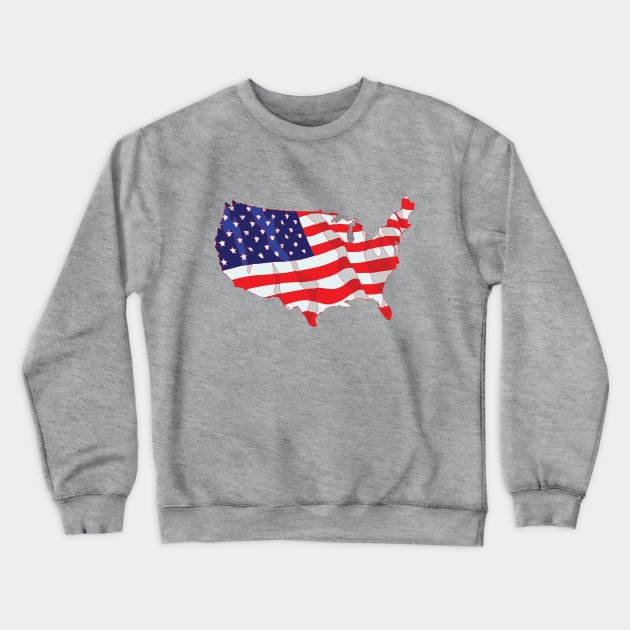 American Flag Map of United States Crewneck Sweatshirt by PrintArtdotUS